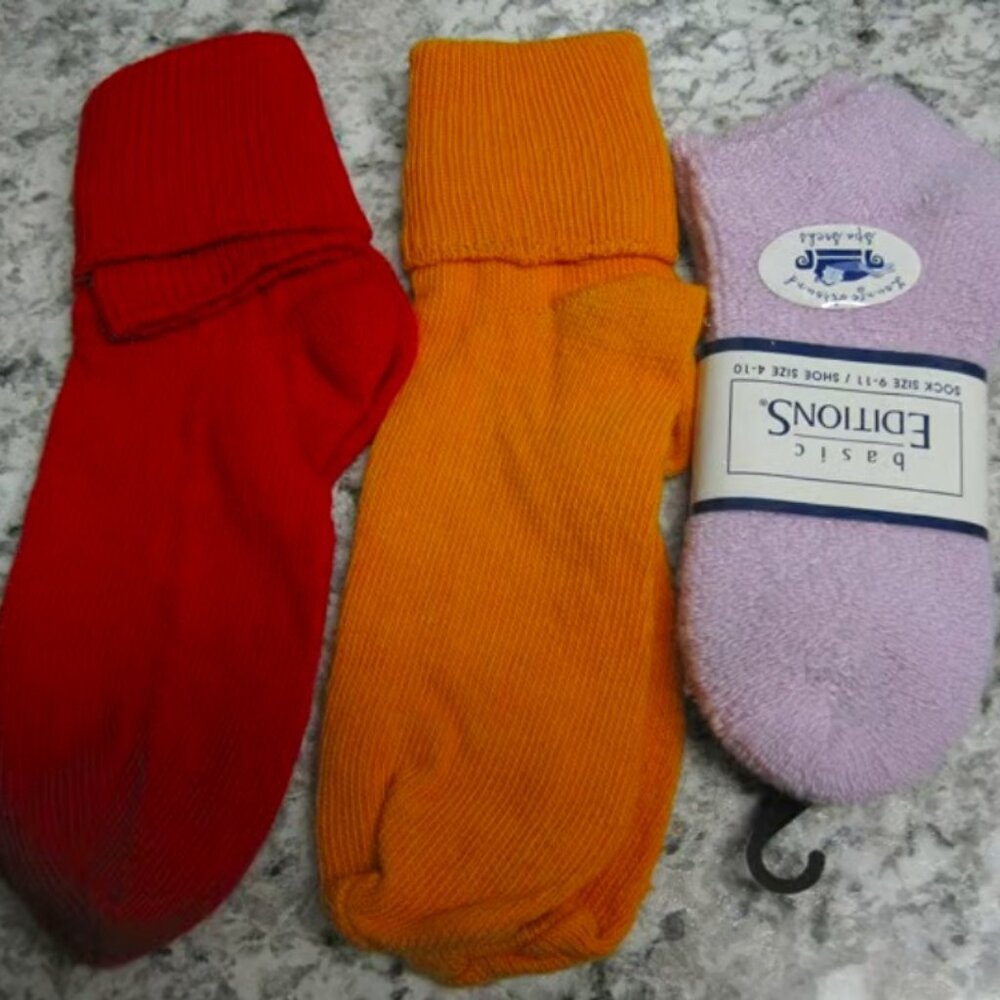 Lot of 3 Vintage Pairs of Socks Slouch and Spa 1980s 1990s New Old Stock